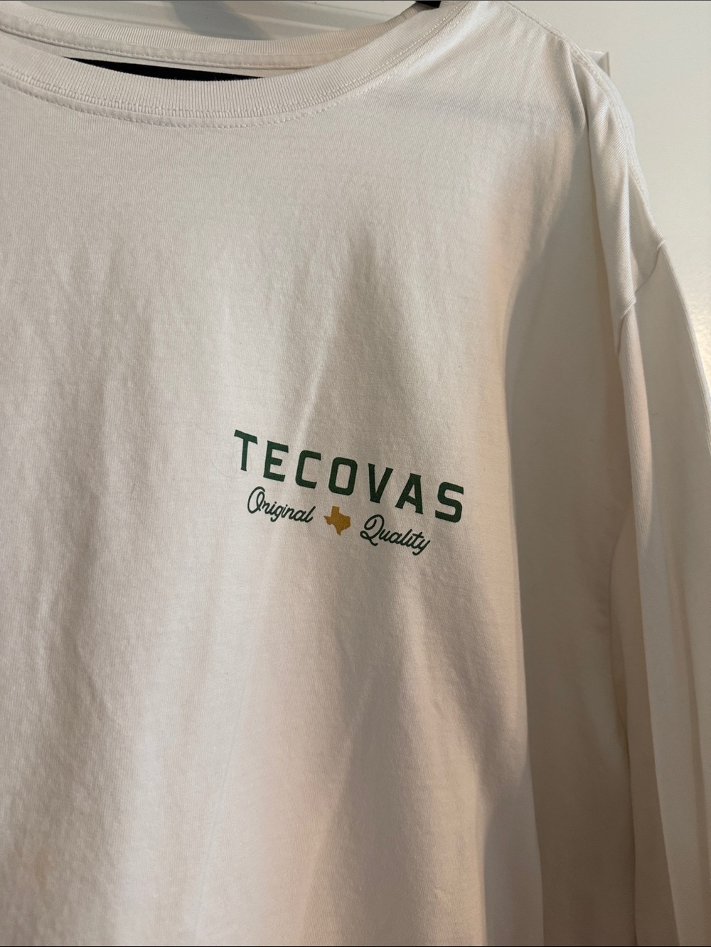 Tecovas White Long-Sleeve Tee with Green & Gold Logo - Picture 3 of 3